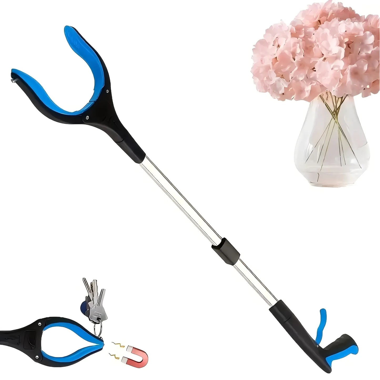 1-Piece Blue Grabber, Foldable Style Grabber Tool, Reacher Tool, Trash Grabber, Lightweight Grabber Suitable for Elderly Use Peaceful Pleasures Health and Wellness