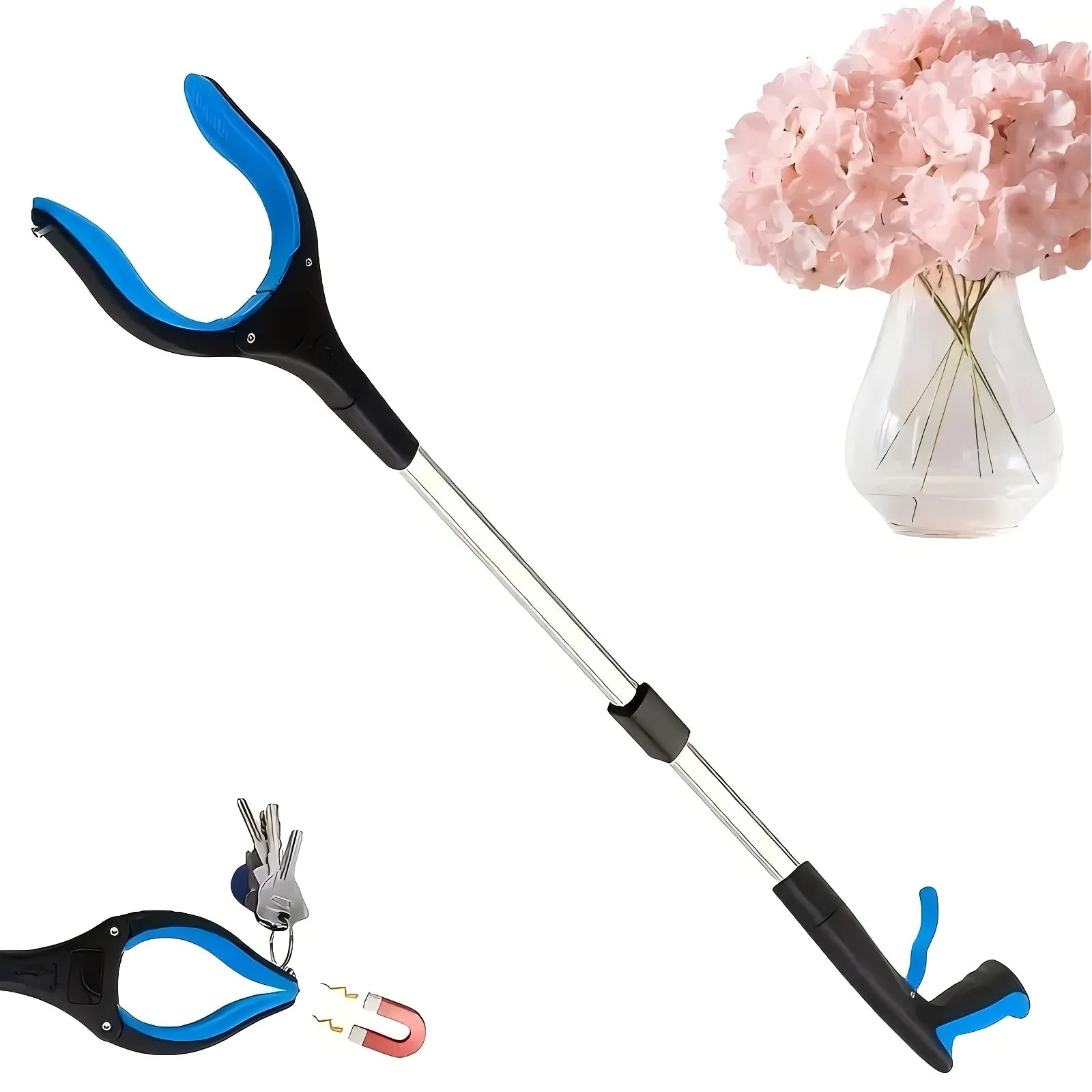 1-Piece Blue Grabber, Foldable Style Grabber Tool, Reacher Tool, Trash Grabber, Lightweight Grabber Suitable for Elderly Use Peaceful Pleasures Health and Wellness