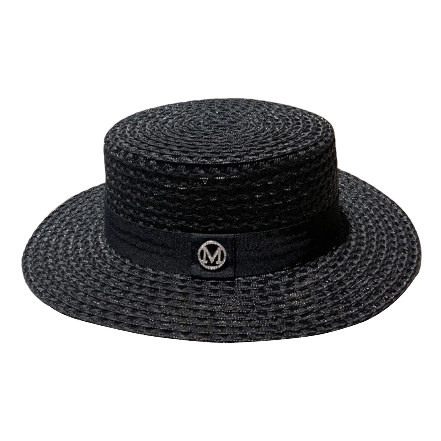 Women's Summer Straw Sun Hat French Style Knitted Straw Hats Sun Shade Hat Perfect Gift for Birthday Holiday Peaceful Pleasures Health and Wellness black