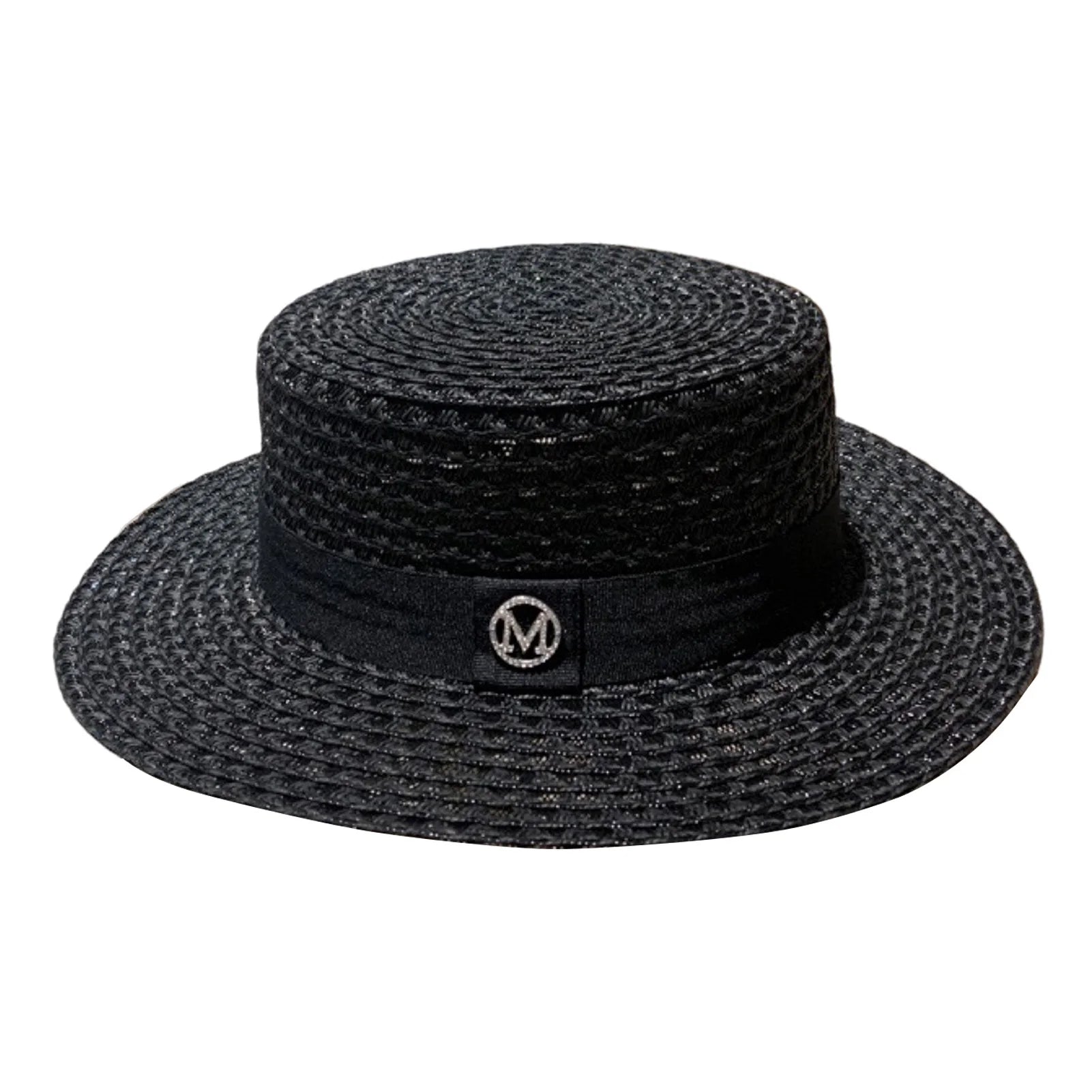 Women's Summer Straw Sun Hat French Style Knitted Straw Hats Sun Shade Hat Perfect Gift for Birthday Holiday Peaceful Pleasures Health and Wellness black