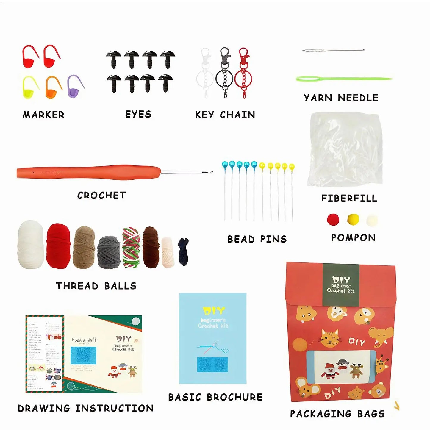 Christmas Crochet Kit for Adults & Beginners – DIY Doll Set