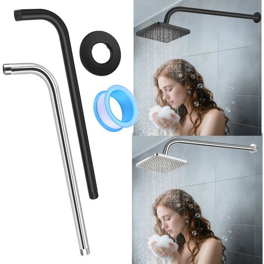 30/40cm Shower Head Extension Arm Wall Mounted Stainless Steel Rainfall Extend Pipe Tube Shower Holder Base Bathroom Accessories Peaceful Pleasures Health and Wellness