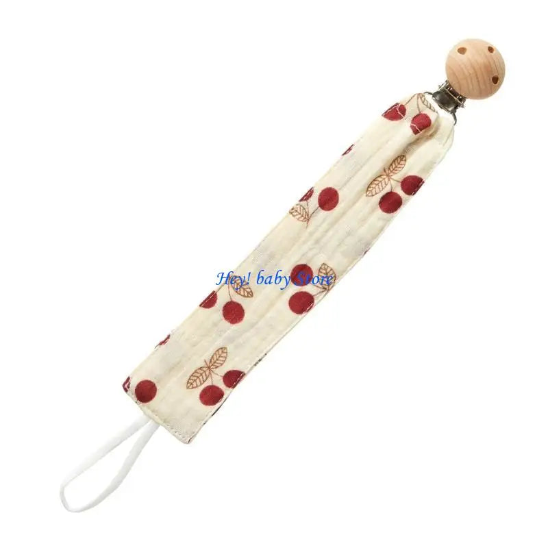 Baby Pacifier Clip Chain | Cotton & Wood Holder for Newborns