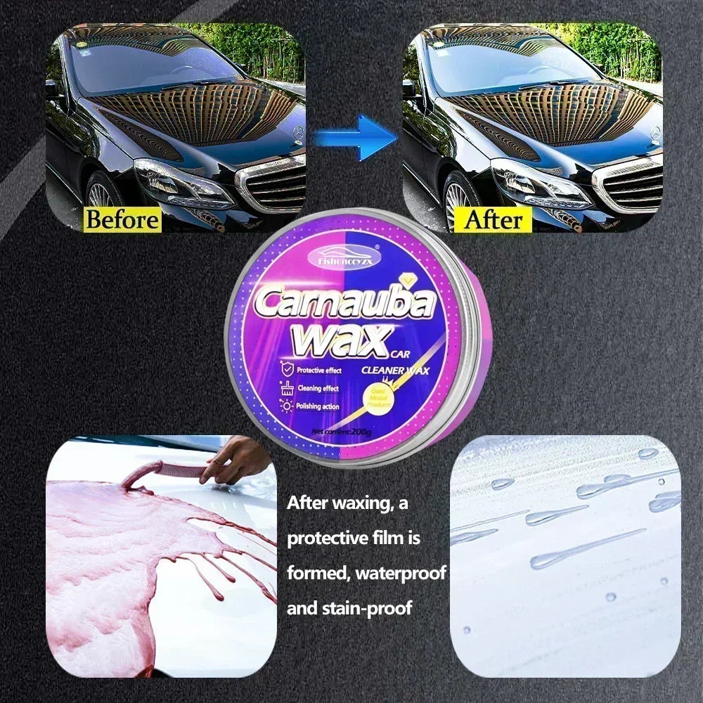 Car Wax Auto Paint Care Carnauba Paste Wax Brazilian Polishing Wax Paste High Gloss Shine Super Hydrophobic Coating Glazing Peaceful Pleasures Health and Wellness