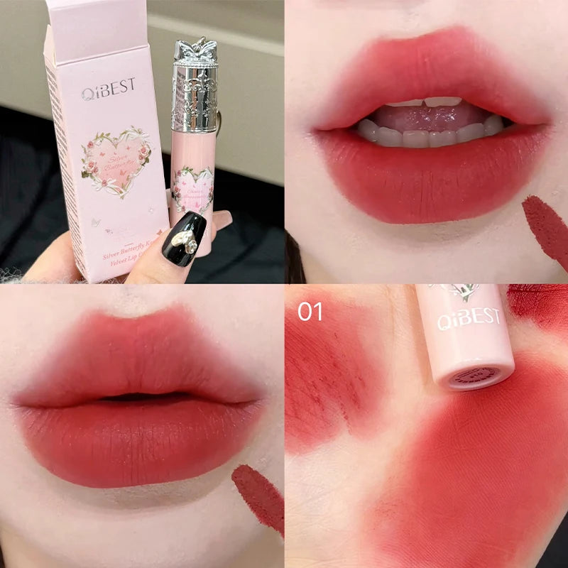 QIBEST 4 Colors Matte Nude Liquid Lipstick Long-lasting Makeup Sexy Red Lipgloss Tint Waterproof Lip Mud Stain Beauty Cosmetics Peaceful Pleasures Health and Wellness