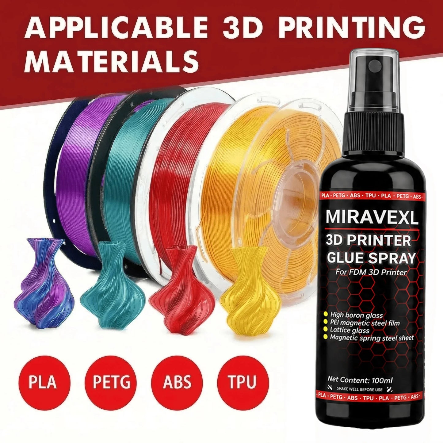 3D Printer Glue Spray & Scraper Set – FDM/SLA Bed Adhesion