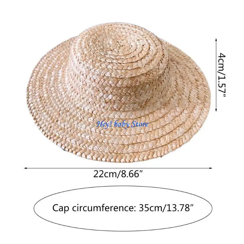 Baby Girl Straw Panama Hat | Wide Brim Sun Hat with Lace Strap
