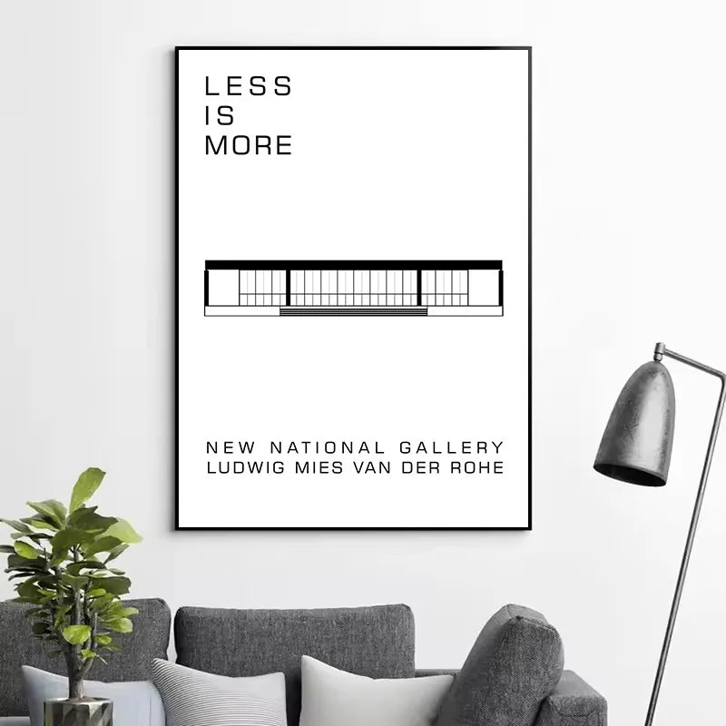 Classic Farnsworth House Bauhaus Design Abstract Architecture Poster Canvas Painting Wall Art Pictures Home Interior Decor Peaceful Pleasures Health and Wellness