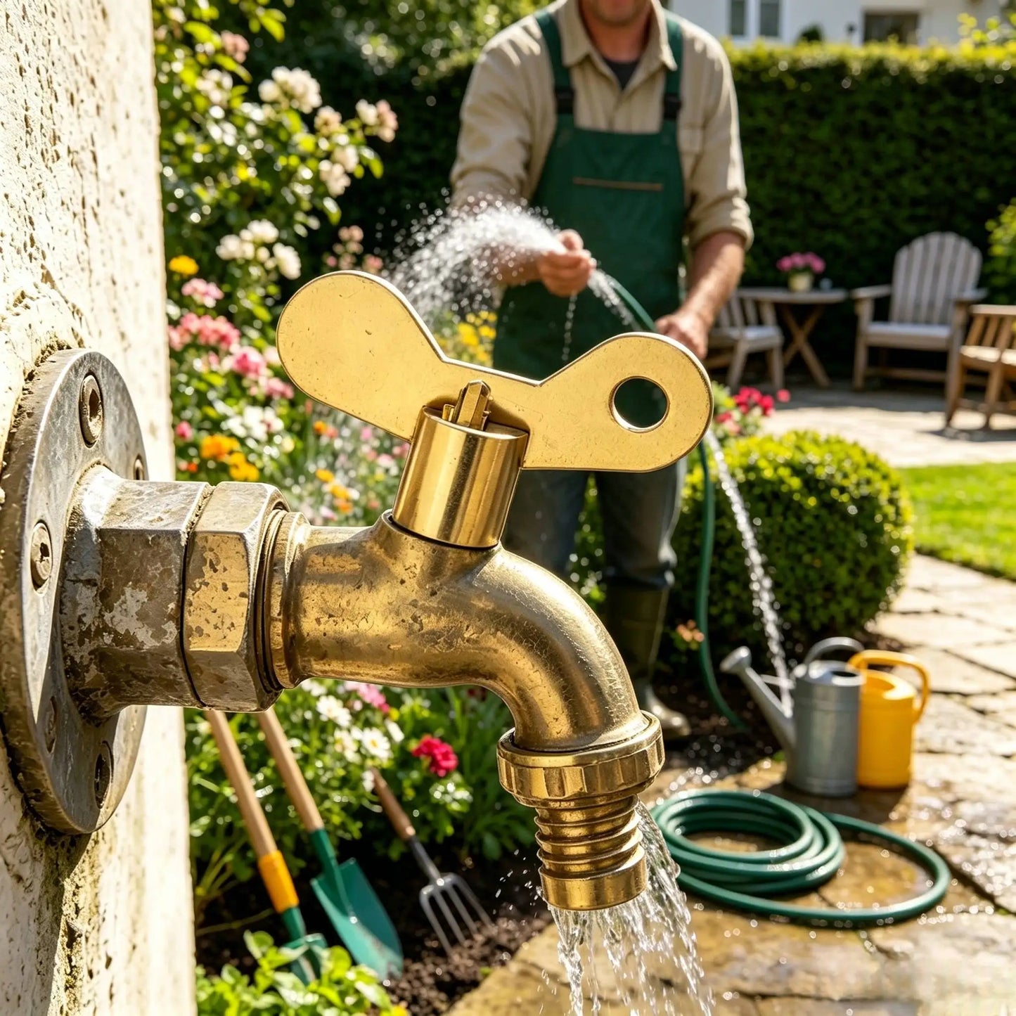 Brass Clock-Type Faucet Key | 7mm Square Spool Valve Tool