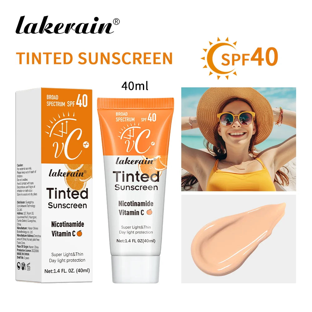 Vitamin C Tinted Sunscreen With SPF 40 Hydrating Mineral Sunscreen With Zinc Oxide & Titanium UV Protectio Dioxide Healthy Glow Peaceful Pleasures Health and Wellness as show China Mainland