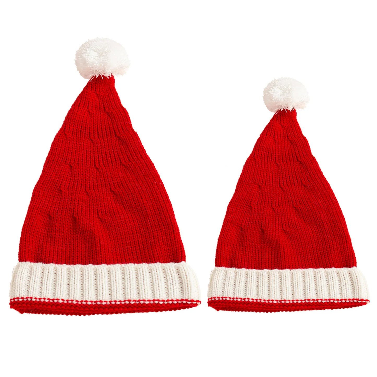 Knitted Christmas Pompom Beanie Hat – Kids & Adults Santa Cap