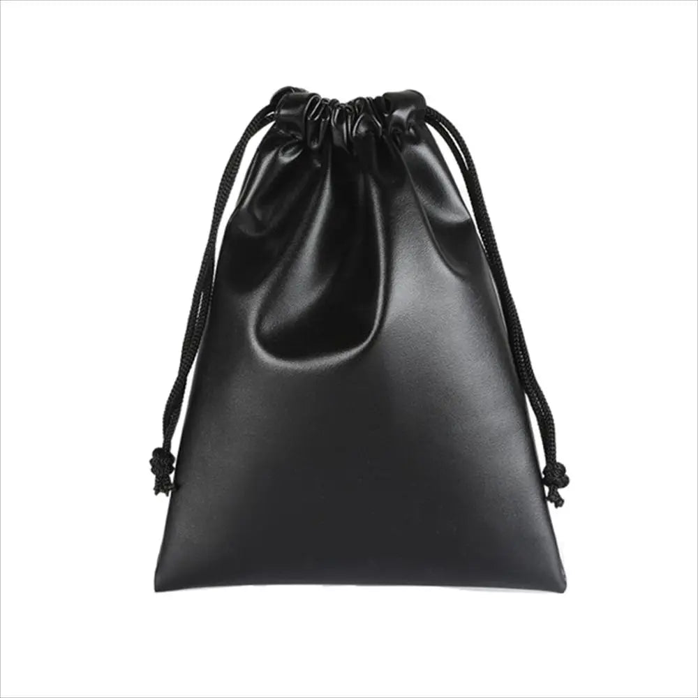 Travel PU Leather Headphone Bags Draw String Bag Dust-proof Headset Bag Black Drawstring Bag Men Women Peaceful Pleasures Health and Wellness 15x20cm
