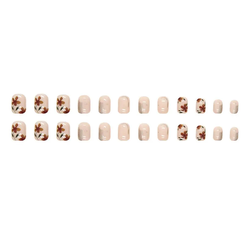 French Square Press-On Nails | Nude Pink & Glitter 24pc Set