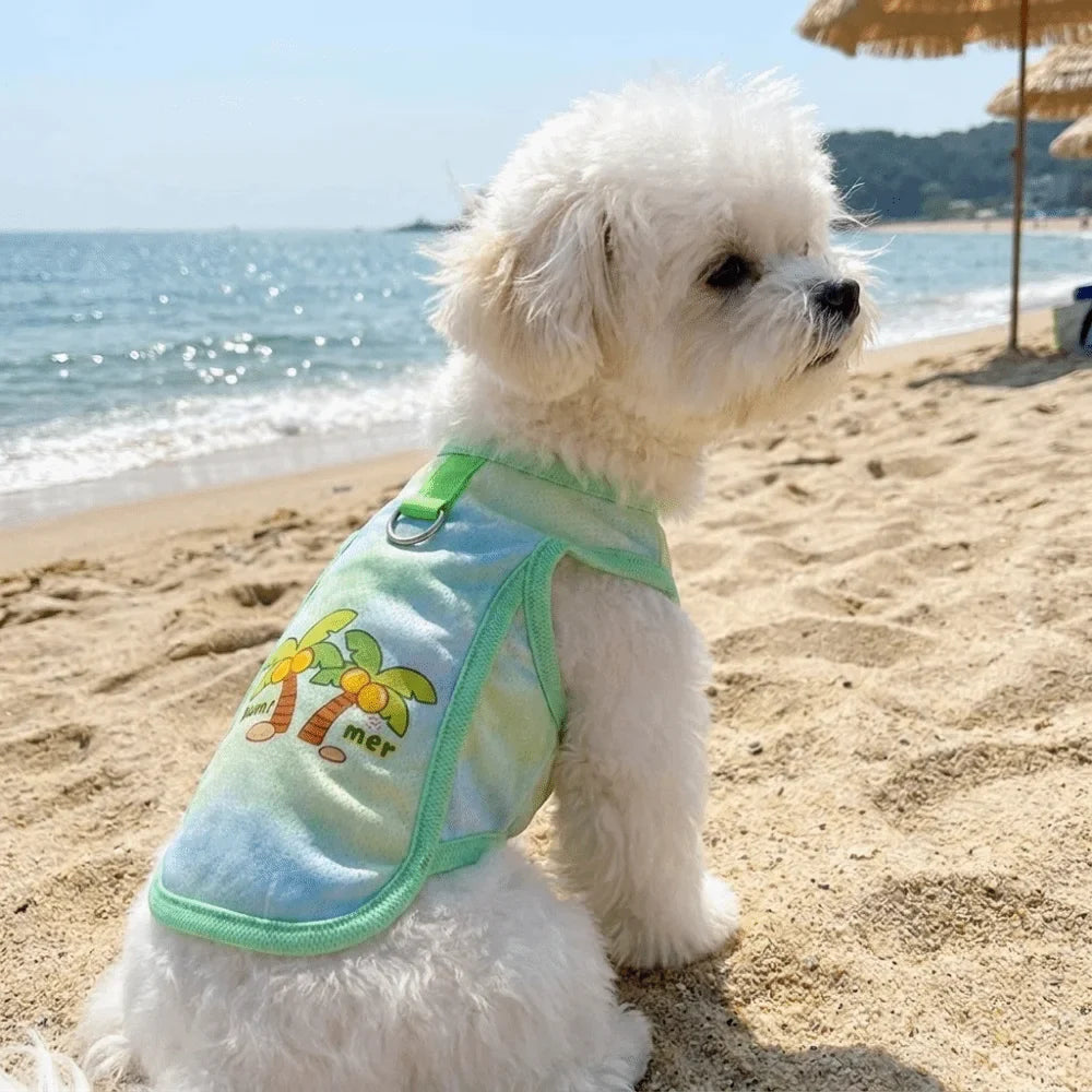 Striped Mesh Dog Cooling Vest | Ice Silk Bear Pattern T-Shirt