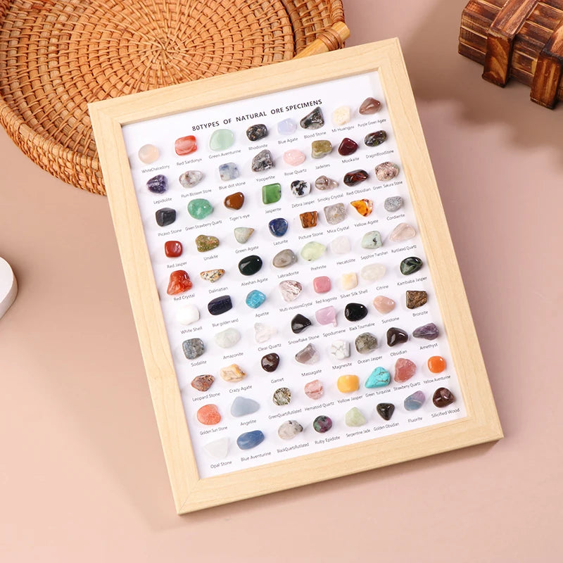 80-Piece Natural Mineral Specimen Collection | Crystal & Agate Set