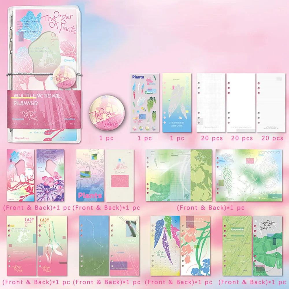 Handbook Multifunctional Loose Leaf Plan Including Stickers Straps