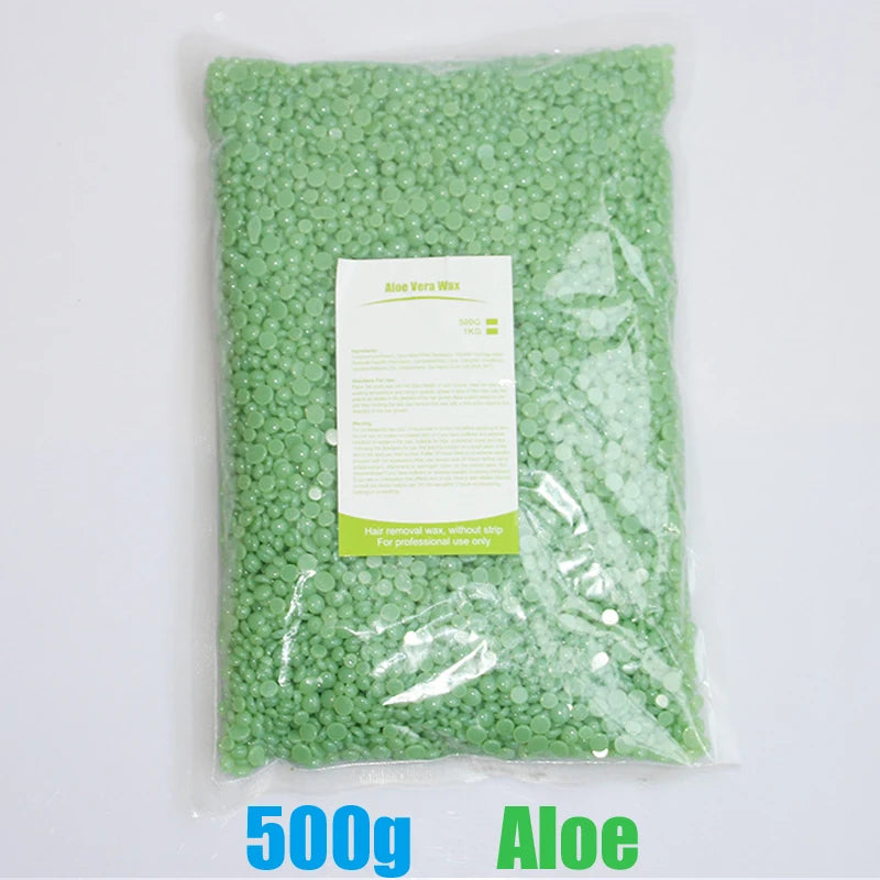500g/400g/50g Hard Wax Beans for Hair Removal Body European Brazilian Pearl for Wax Warmer Waxing Beans for Wax Heater Machine Peaceful Pleasures Health and Wellness 500g-Aloe