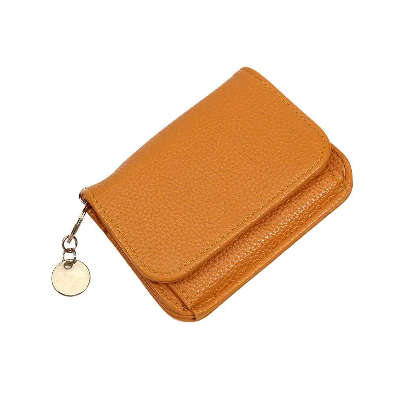 Folding Short Wallet for Women Simple Solid Color Coin Purse Credit Card Holder Cute Multifunctional Ladies Wallet Peaceful Pleasures Health and Wellness Orange