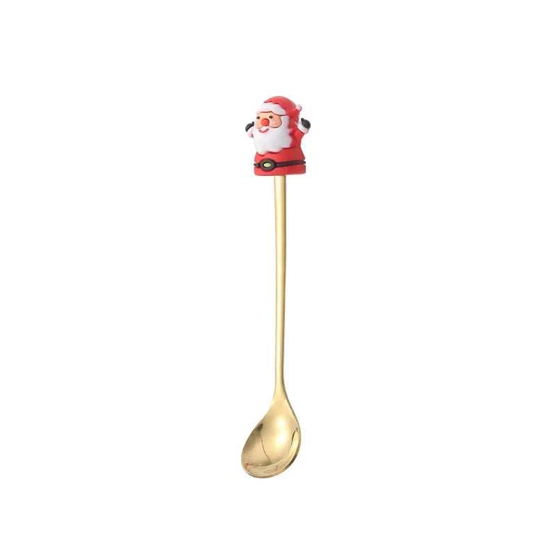 1/2/4/6pcs fancy christmas cartoon Doll gift sets stainless steel christmas tableware coffee spoon and fork set with gift box Peaceful Pleasures Health and Wellness