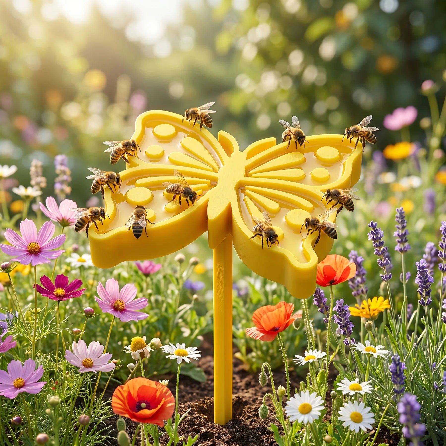 Bee & Butterfly Water Feeder | Garden Stake Drinking Station Garden Pollinator Feeder Peaceful Pleasures Health and Wellness