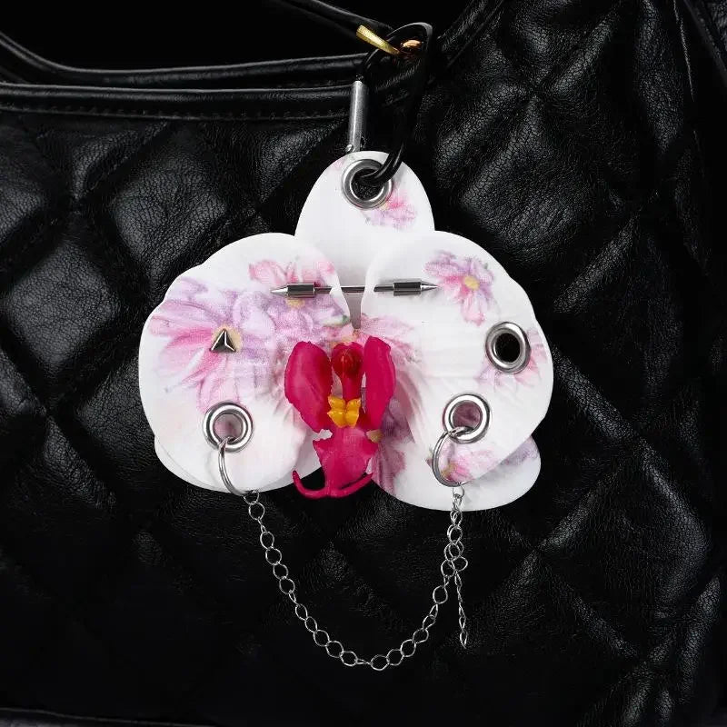 Phalaenopsis Flower Keychain – Floral Backpack Charm Gift