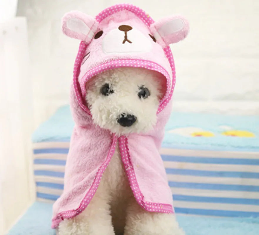 Super Absorbent Pet Bath Towel Hoodie for Dogs & Cats | 6 Colors