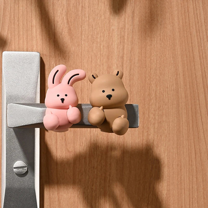New Bear Duck Punch-free Door Anti-collision Pad Room Bathroom Door Handle Silicone Silent Protection Pad Door Handle Cover Peaceful Pleasures Health and Wellness