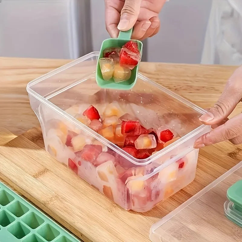 Ice Cube Trays with Lid & Bin – 68 Cubes, Easy Press Release Ice Cube Tray Set Peaceful Pleasures Health and Wellness