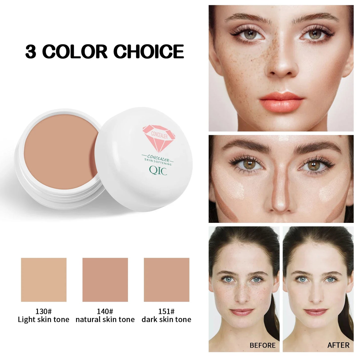 QIC Hydrating Waterproof Concealer – Full Coverage Cream