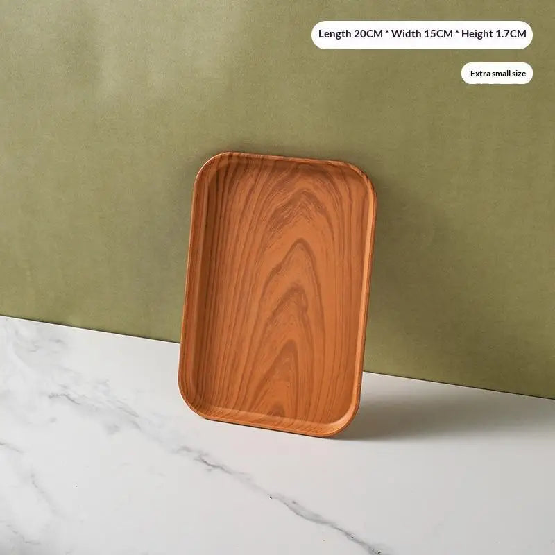 Wood Grain Stackable Serving Tray | Food-Safe PP Kitchen Tray