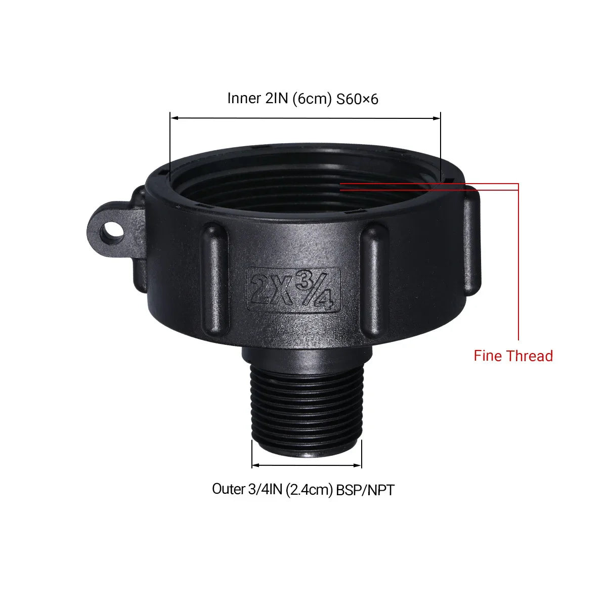 IBC Tank Adapter 60mm to 1/2"–2" BSP Male Pipe Fitting