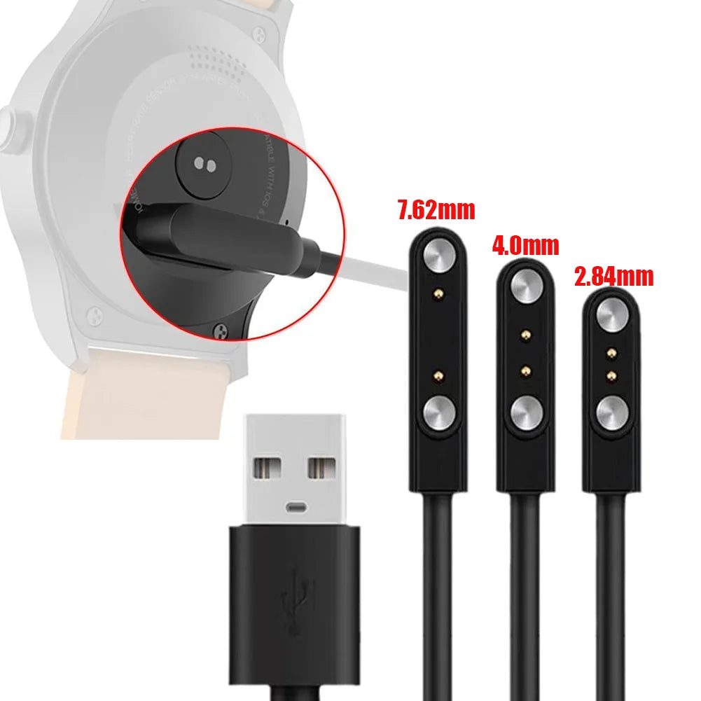 Universal Smartwatch Magnetic Charging Cable – 2-Pin USB Dock (2.84mm / 4mm / 7.62mm) Peaceful Pleasures Health and Wellness