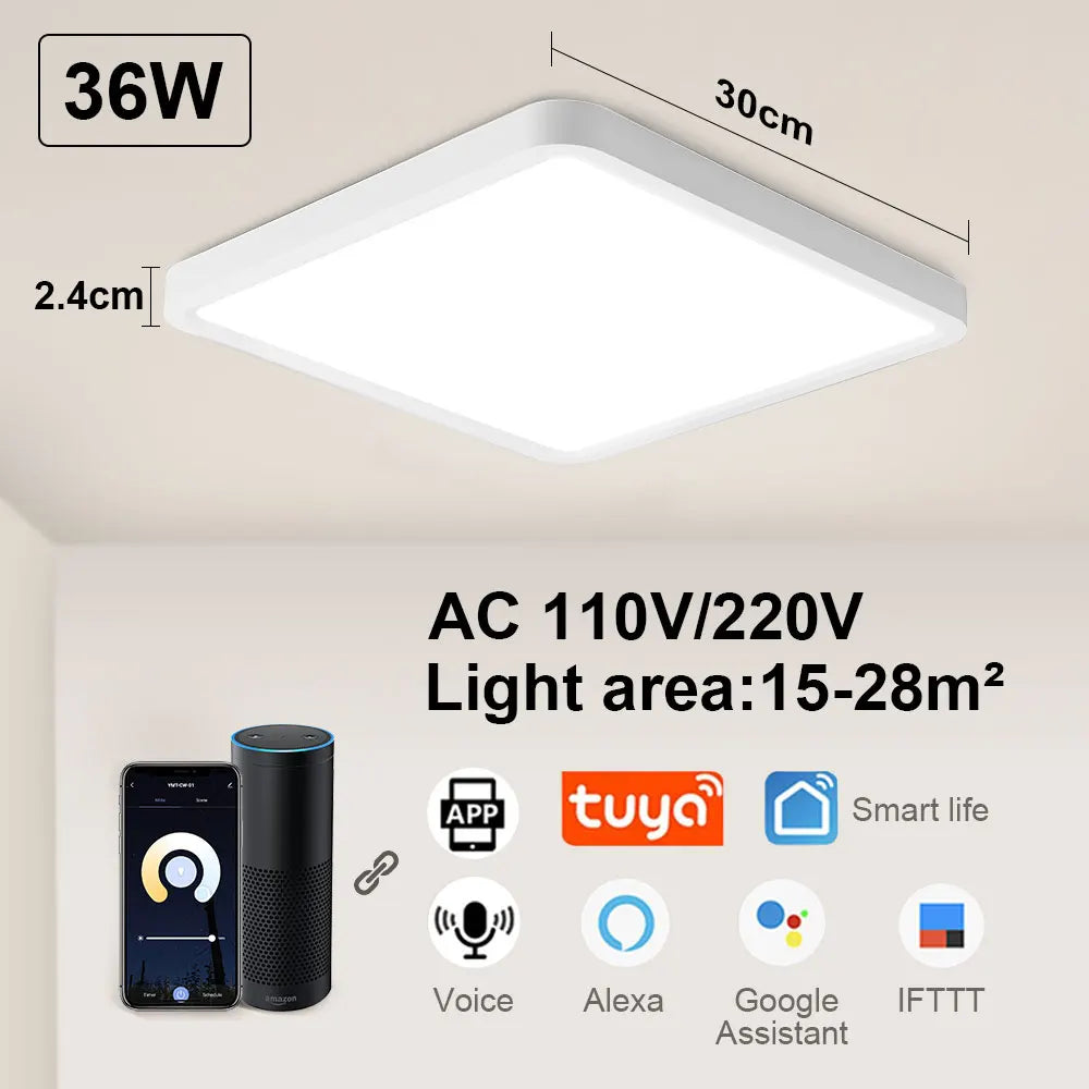 Square Ultrathin LED Ceiling Light 24W 36W – Dimmable Modern