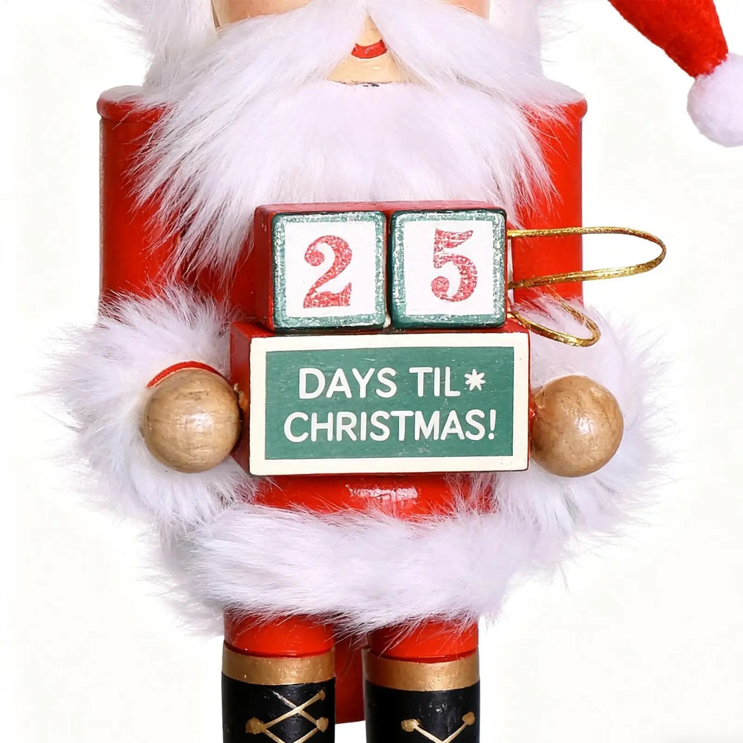 14.96" Wooden Santa Nutcracker Christmas Decor & Countdown Christmas Nutcracker Figurine Peaceful Pleasures Health and Wellness