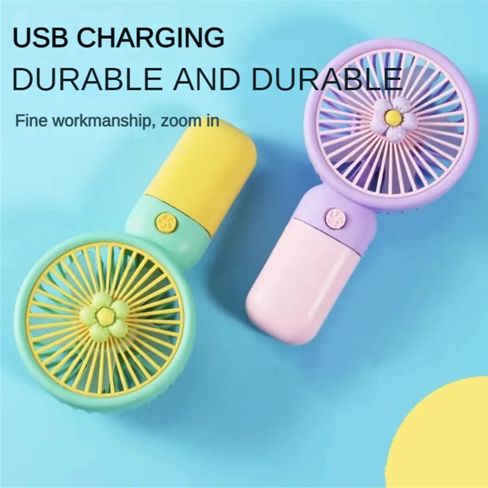 Mini USB Rechargeable Handheld Fan with Desktop Stand