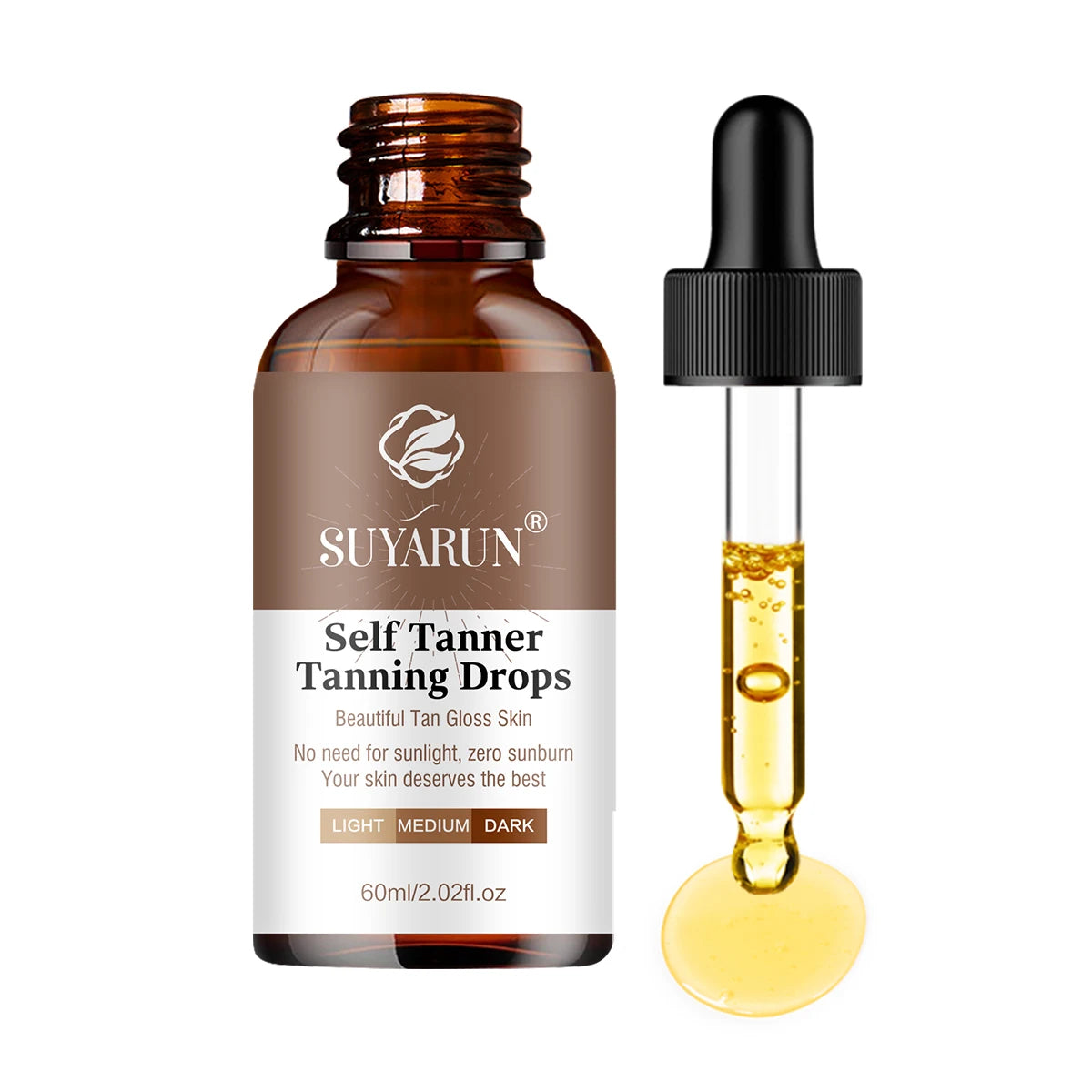 Sunless Tanning Serum - Buildable Natural Glow, Streak-Free Formula for All Skin Tones. Moisturizing & Non-Irritating. Peaceful Pleasures Health and Wellness 60ml
