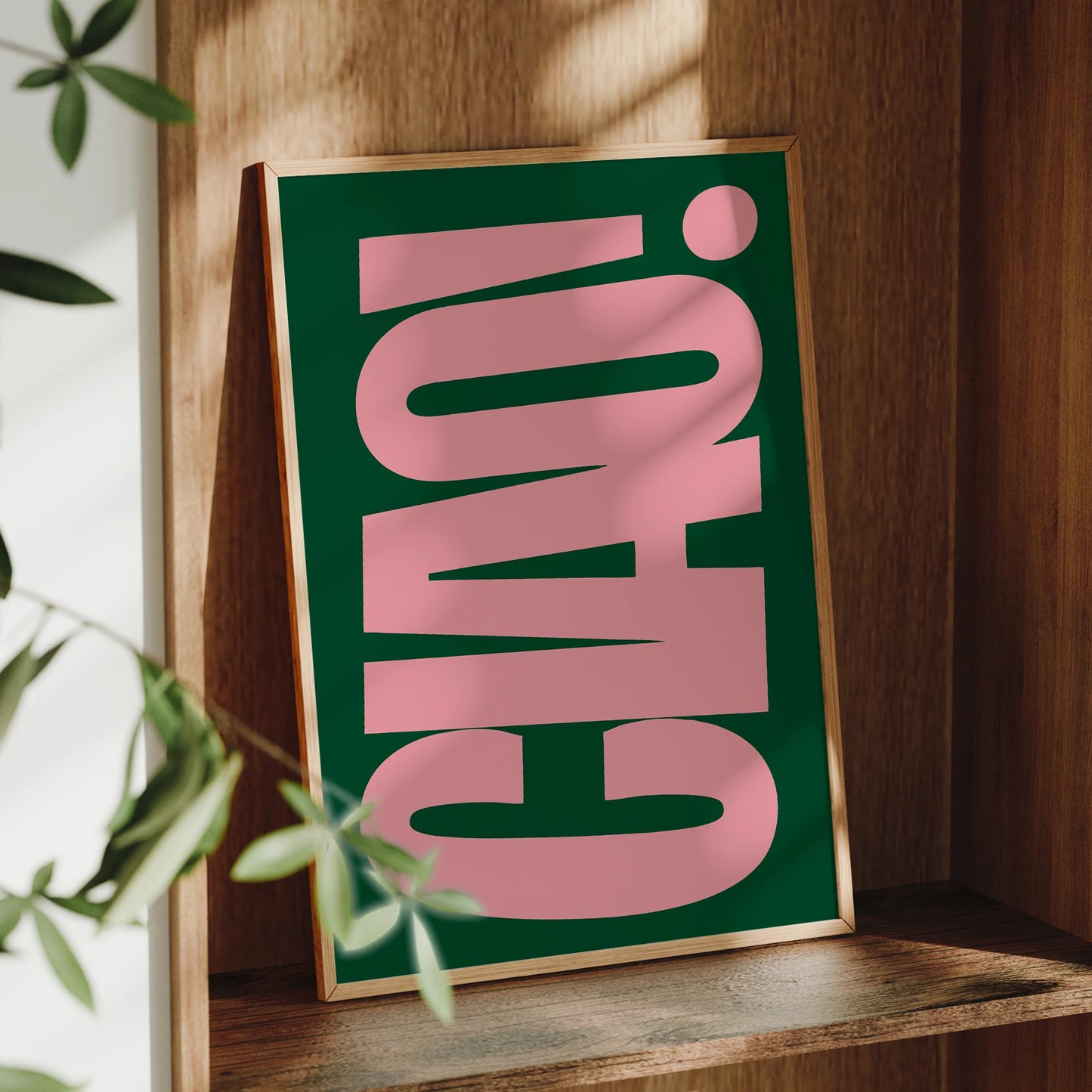 Retro Style Dark Green And Bright Pink Italian Ciao Wall Art Prints Canvas Painting Poster Picture For Living BedRoom Home Decor Peaceful Pleasures Health and Wellness