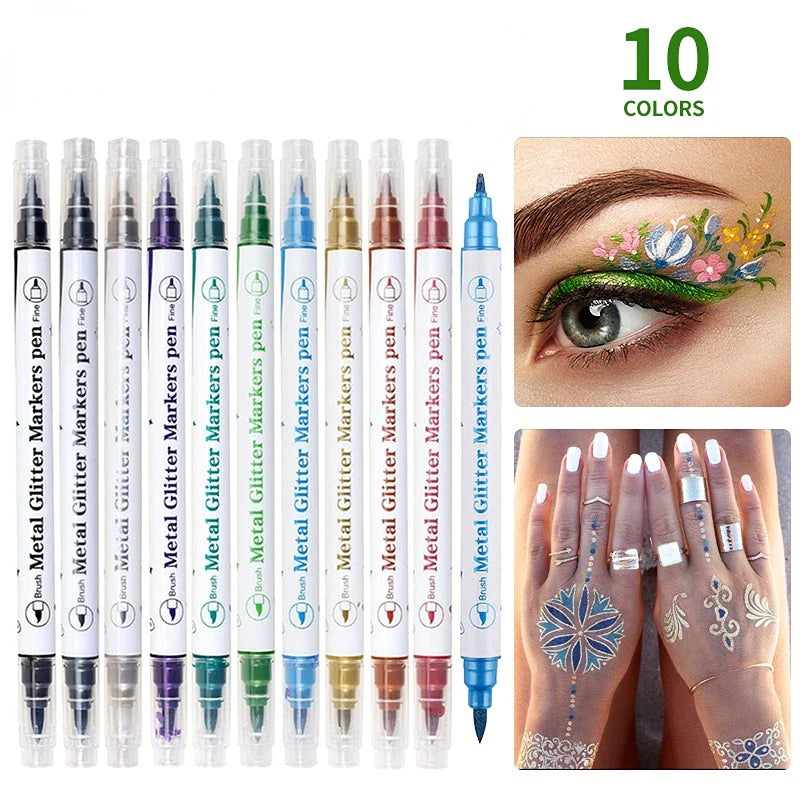 10-Color Temporary Tattoo Pen Set – DIY Body & Face Art
