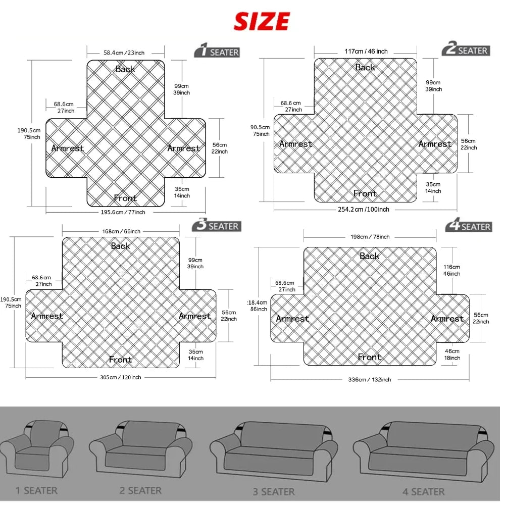 Waterproof Reversible Quilted Sofa Cover | Pet & Kid Safe