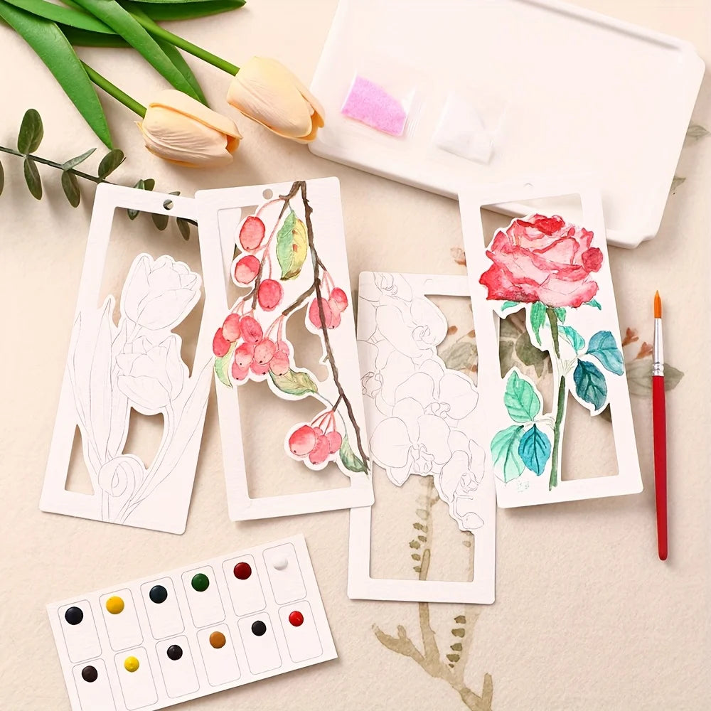 10 Sheets Watercolor Bookmark Painting DIY Paper Handmade Portable