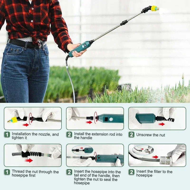 2400mAh High Pressure Electric Garden Sprayer Rechargeable Portable with 3 Adjustable Nozzles for Lawn Plants Irrigation Peaceful Pleasures Health and Wellness