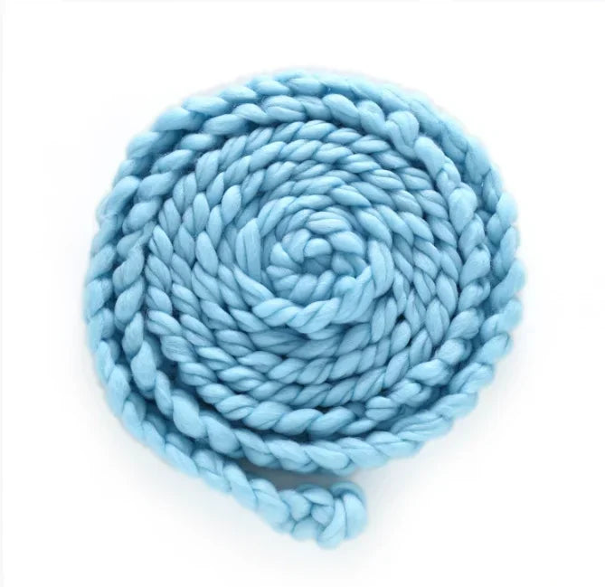 18 micron Chunky merino braid, 2M braid basket filler newborn photography props ニューボーンフォト신생아 사진 newborn acessórios fotografia Peaceful Pleasures Health and Wellness sky blue (2M)