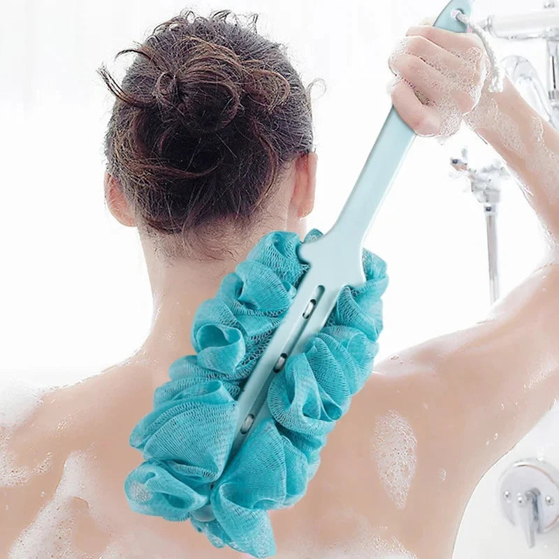 Long Handle Back Brush Body Scrubbers Shower Hanging Body Brush Sponges Soft Mesh Bath Shower Brushes Bath Accessories for Adult Peaceful Pleasures Health and Wellness