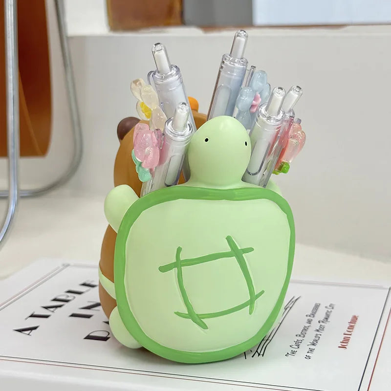 Portable Creative Cute Capybara Pen Holder Large Capacity Makeup Brush Holder Multi Functional Cartoon Stationery Storage Box Peaceful Pleasures Health and Wellness