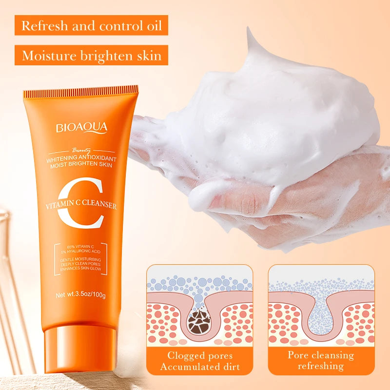 BIOAQUA Vitamin C Facial Cleanser – Brightening Foam Face Wash