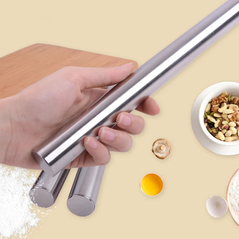 Stainless Steel Embossed Rolling Pin | 3 Sizes – Patterned Dough Roller for Pizza, Pastry & Cookies