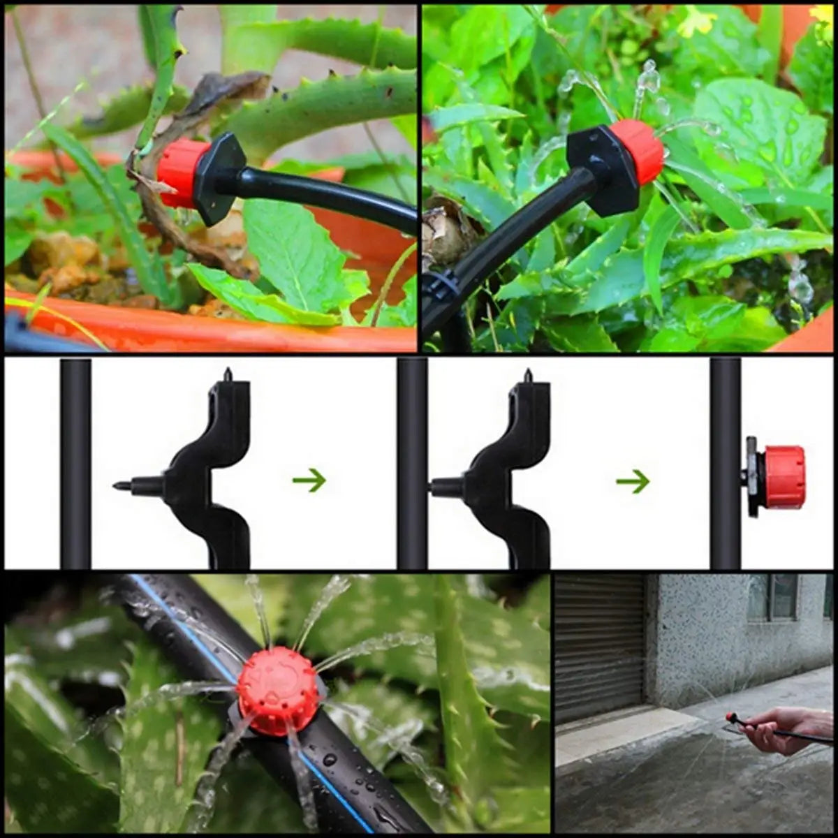 4-Colour 8-Hole Adjustable Dripper Irrigation Nozzle for Garden Plants Hose Watering System Sprinklers 1/4'' Emitter Micro Drip Peaceful Pleasures Health and Wellness