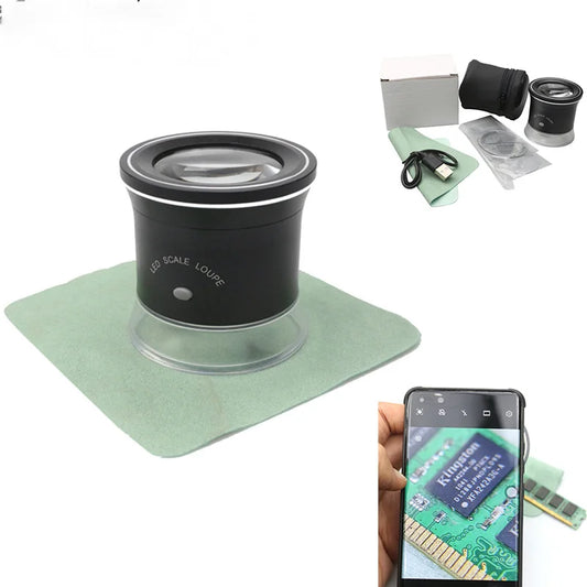 Led Scale 30X Usb Charging Lens Loupe Metal Cylinder Mirror Reading Mirror Jewelry Magnifier with 6 Led Light 3 Uv Light Peaceful Pleasures Health and Wellness 30x