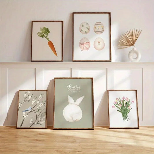 Easter Bunny Carrot Frameless Canvas Wall Art | Room Decor Canvas Wall Art Peaceful Pleasures Health and Wellness