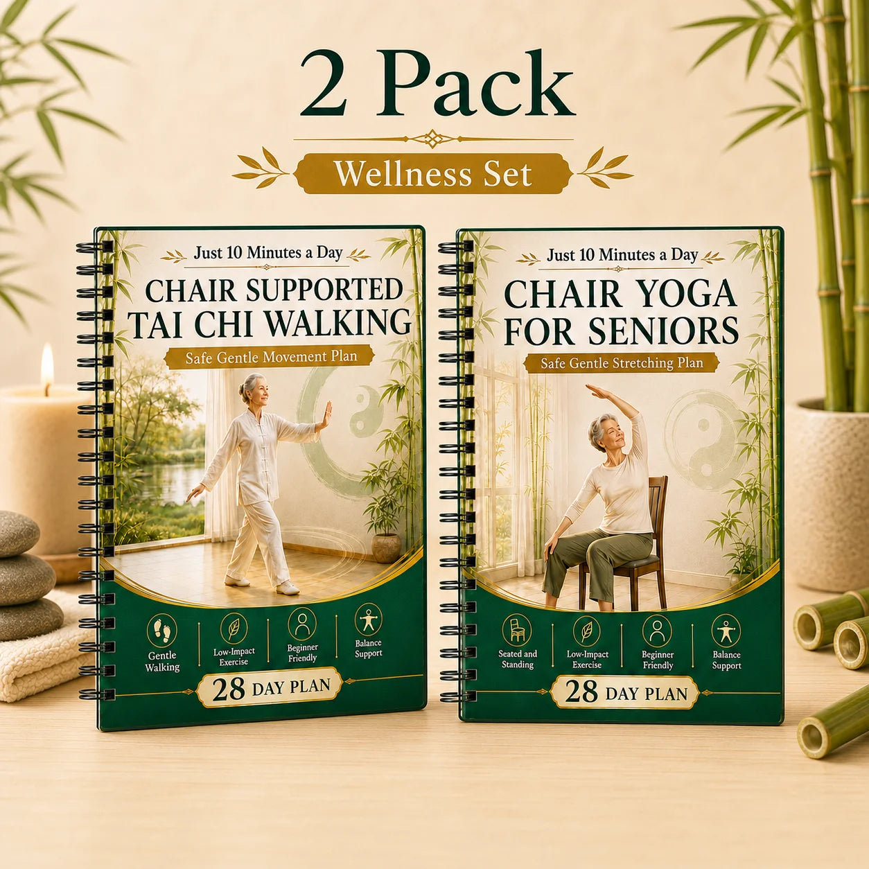 Chair Supported Tai Chi Walking Yoga Seniors A5 Spiral 28 Day